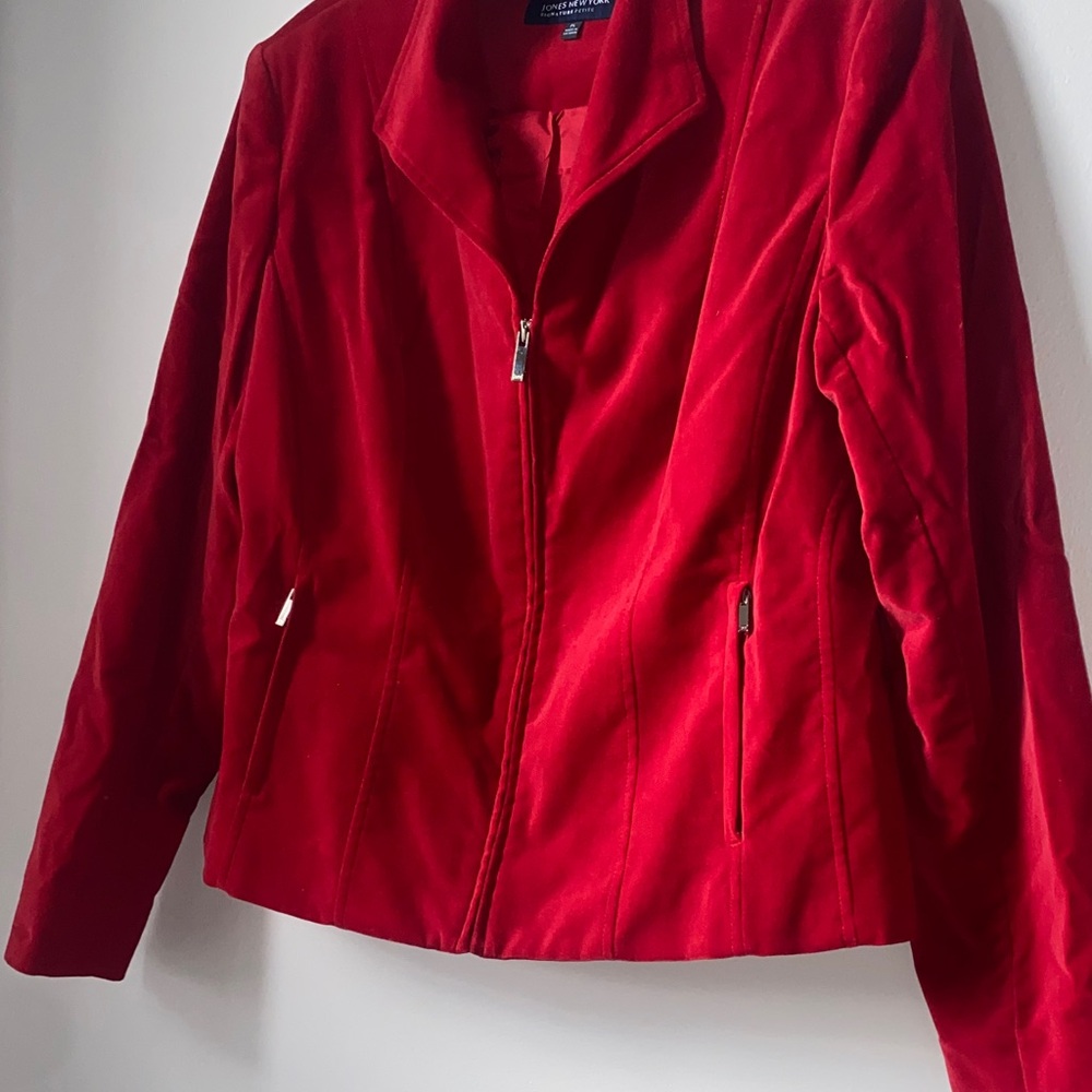 Jones New York Petites Women's Red Bomber Jacket - Picture 5 of 9